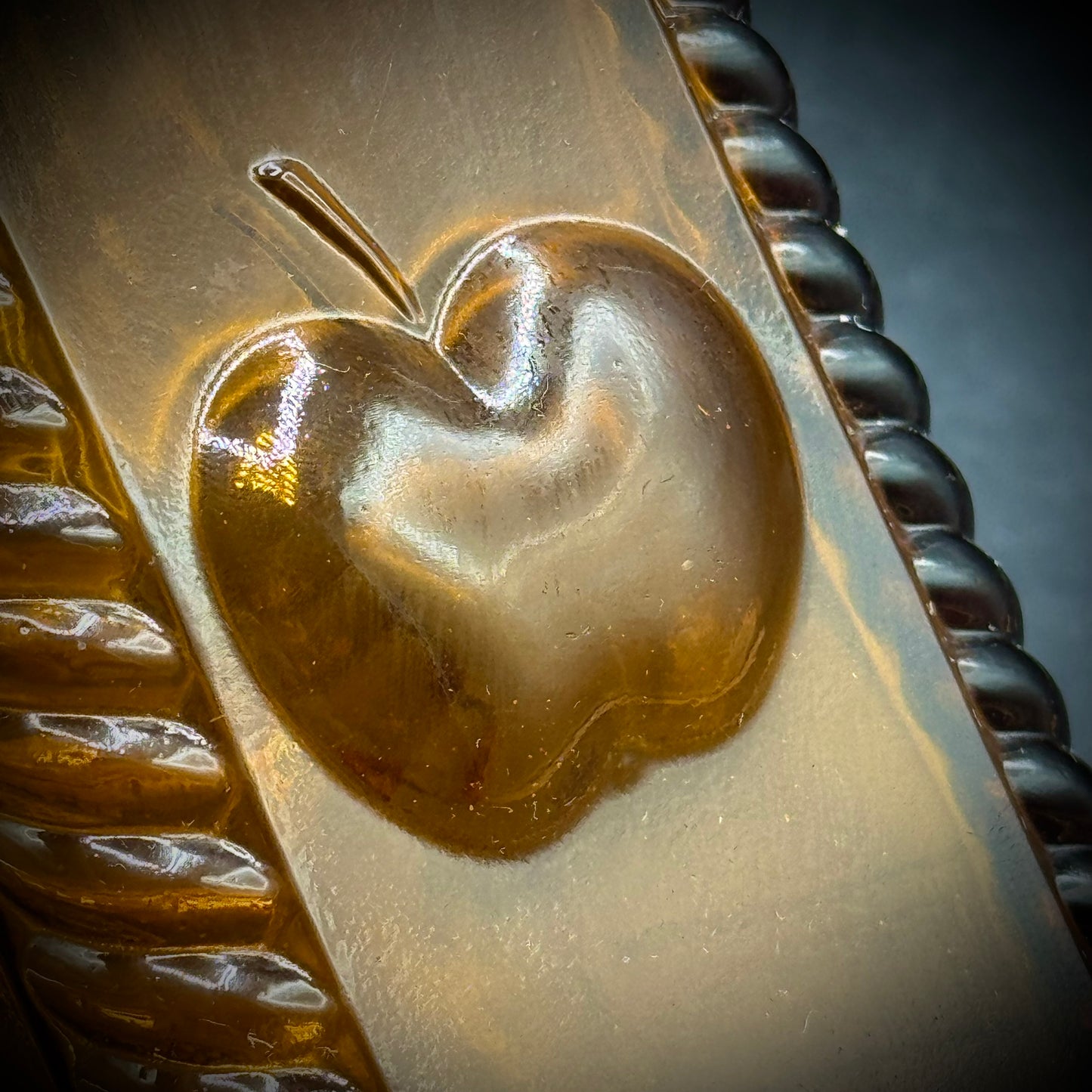 Vintage Wheaton Amber Bottle with Apple Bitters Motif