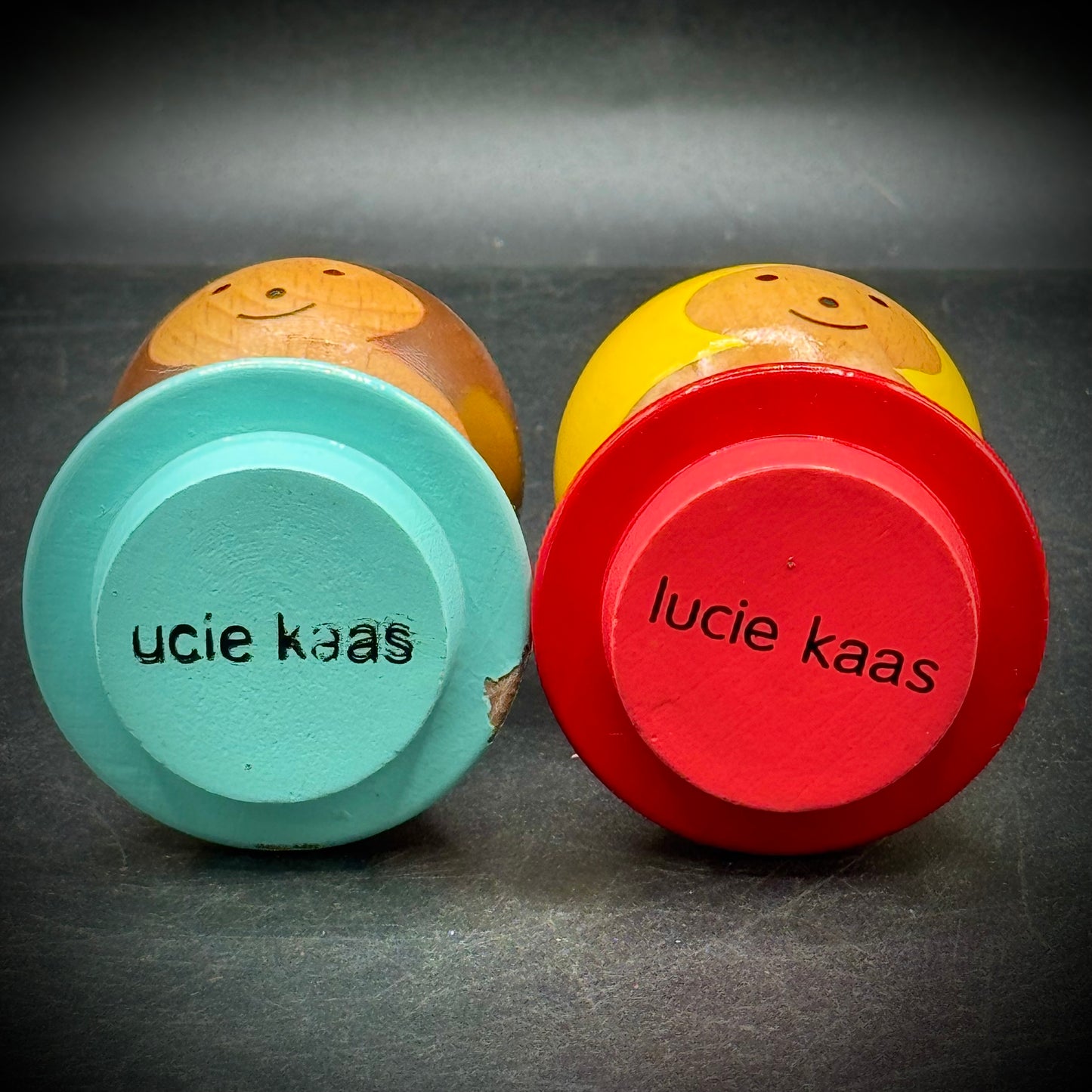 Pair of Danish Modern Lucie Kass Painted Wood Egg Cups