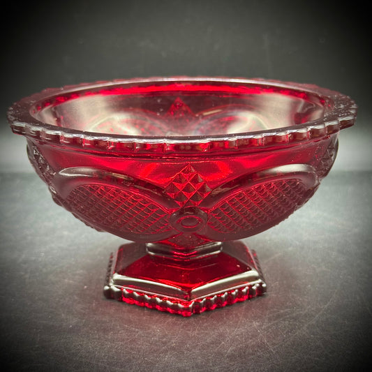 Vintage Cape Cod Cranberry Glass Pedestal Bowl by Avon
