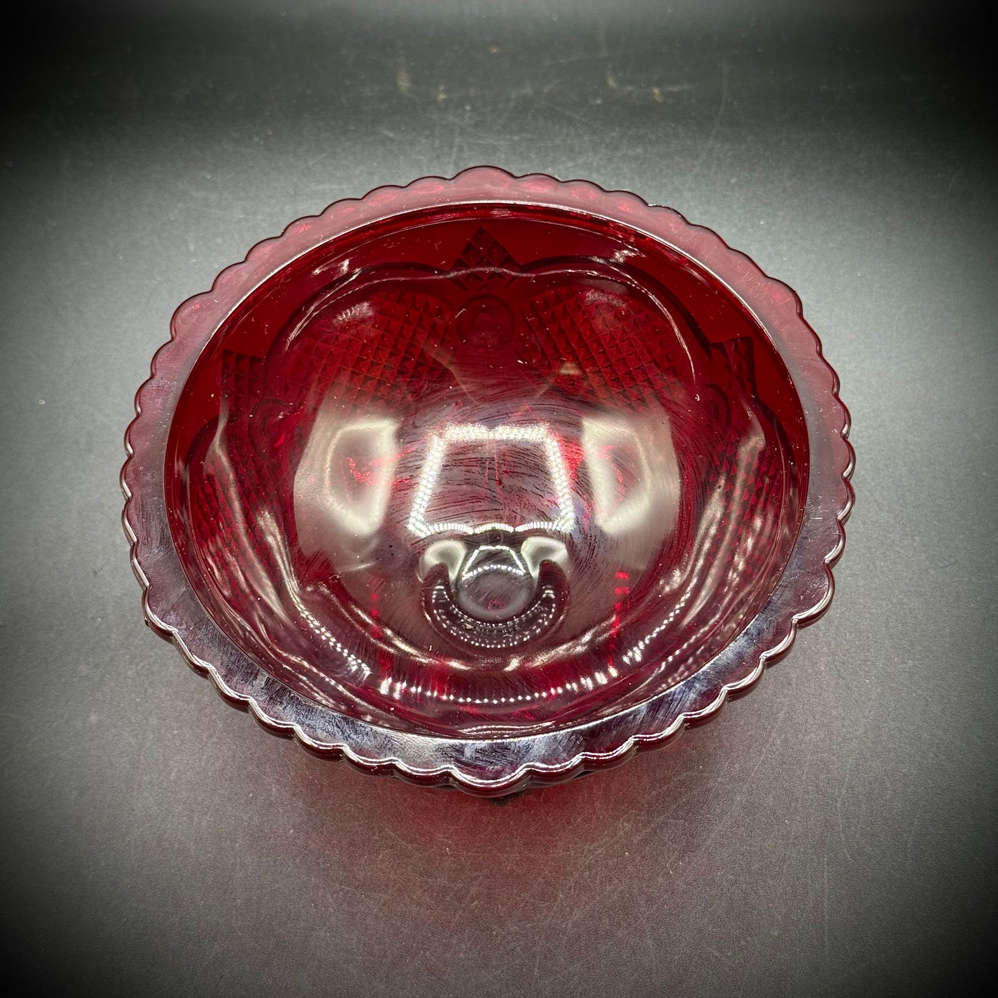 Vintage Cape Cod Cranberry Glass Pedestal Bowl by Avon