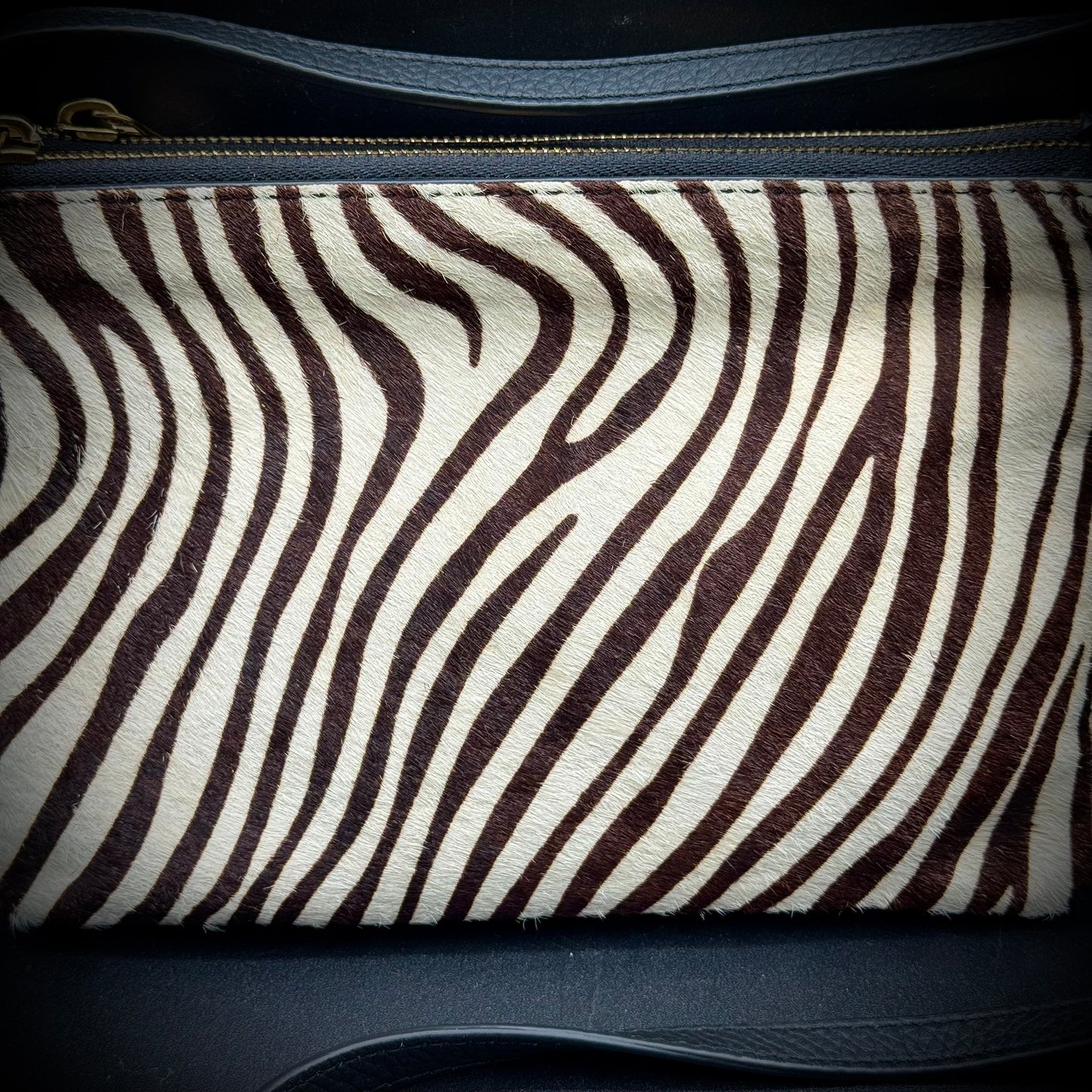 Banana Republic Faux Zebra Fur Crossbody Purse