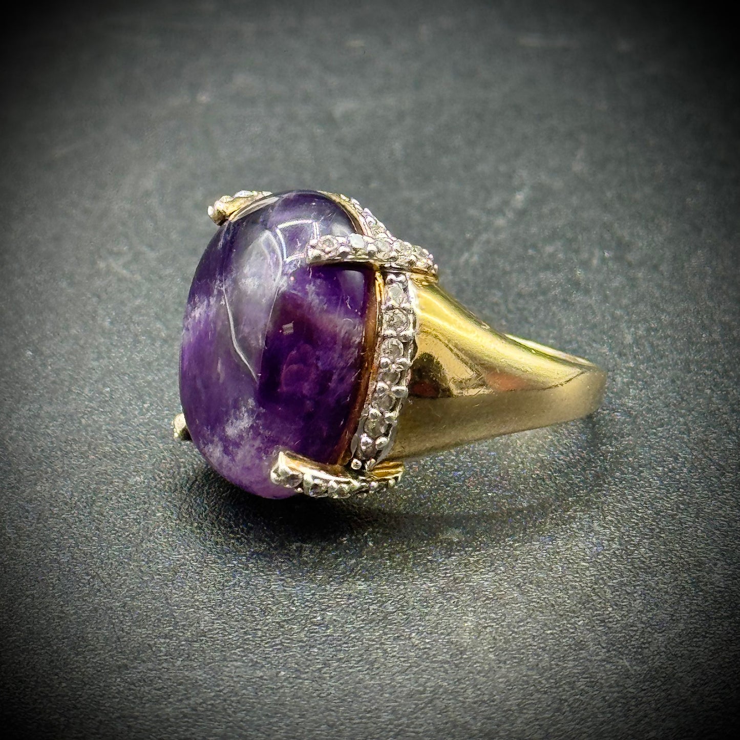 Stunning Amethyst Ring Set in .925 Sterling Silver with 14kt Gold Overlay