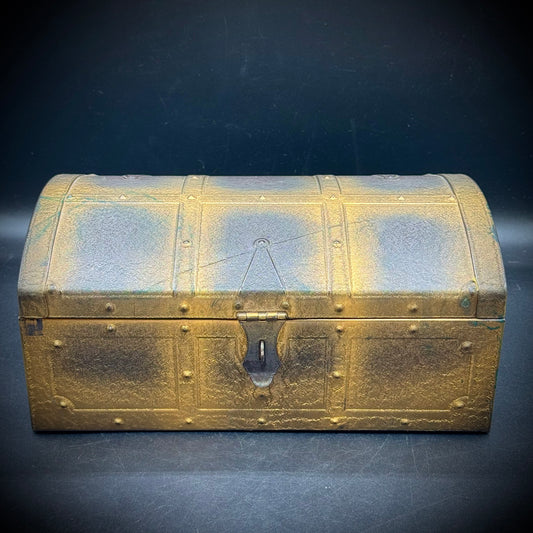 Vintage Heavy Metal Lidded Treasure Chest