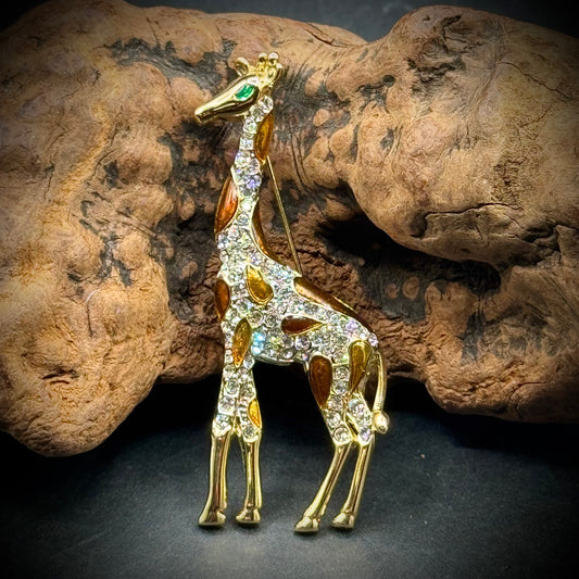 Fabulous Rhinestone Giraffe Brooch