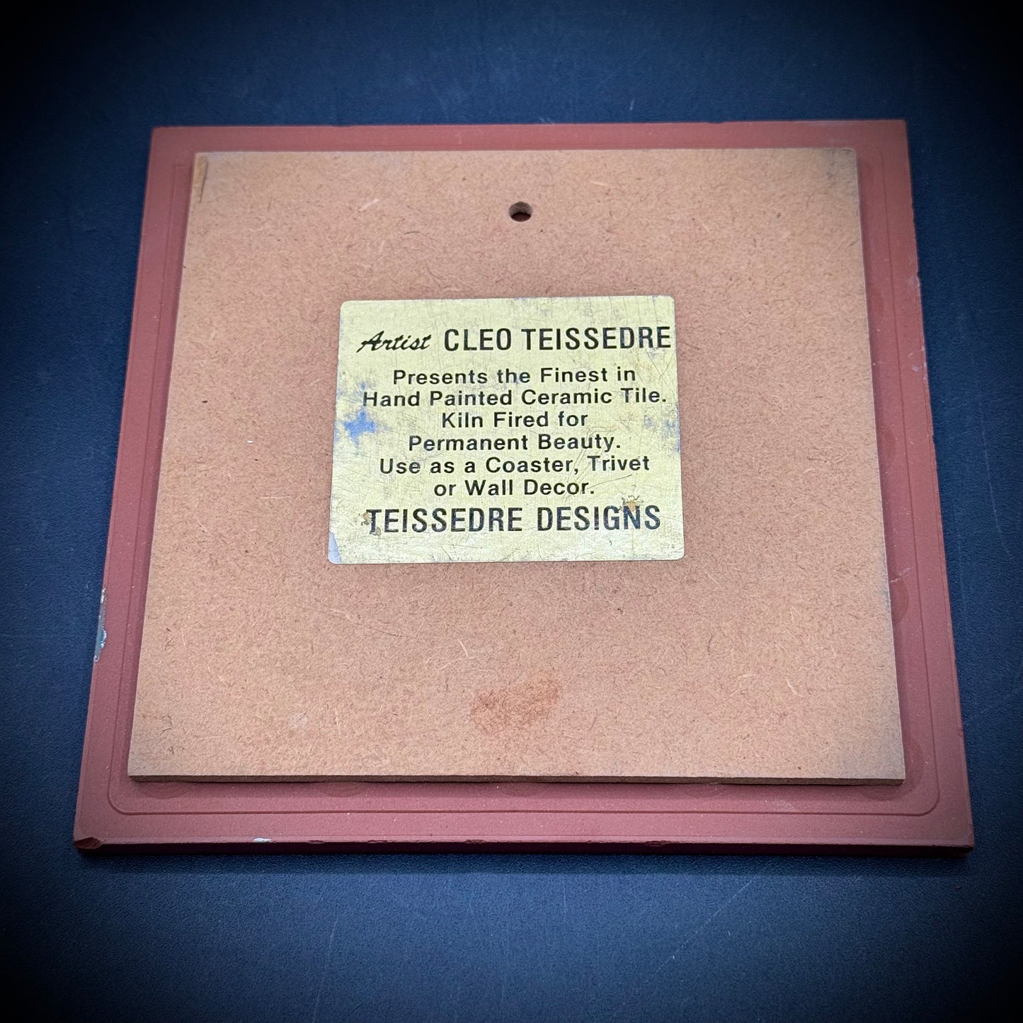 Vintage Artist Cleo Teissedre Native American Style Bear Pottery Tile/Trivet