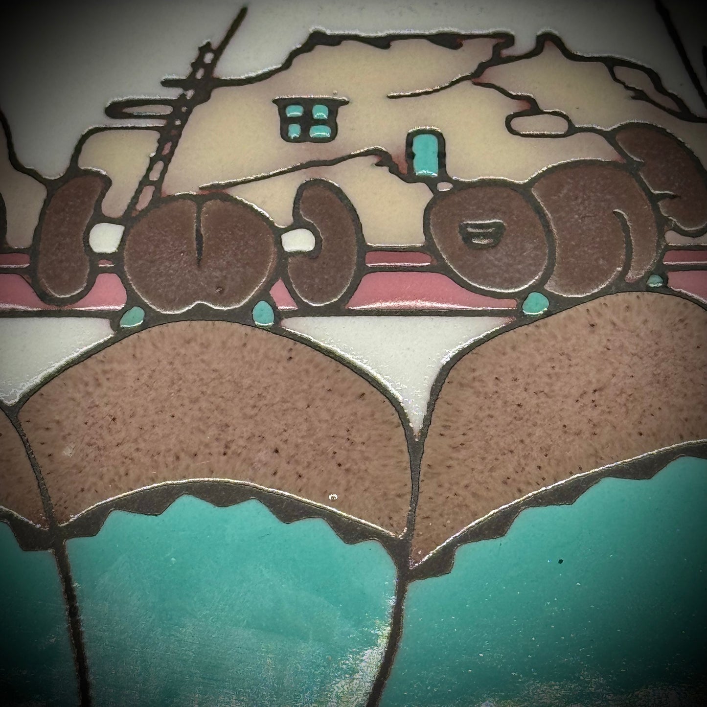 Vintage Artist Cleo Teissedre Native American Style Pueblo Pottery Tile/Trivet