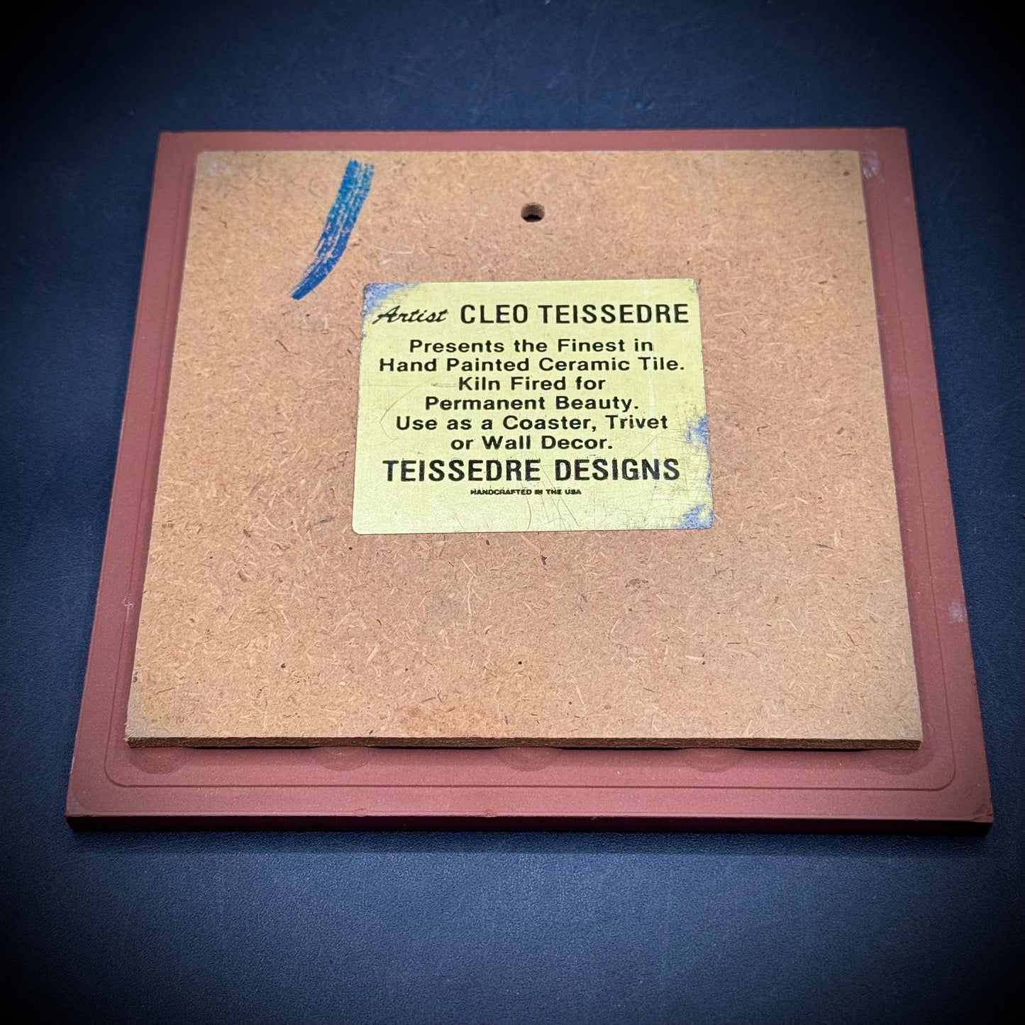 Vintage Artist Cleo Teissedre Native American Style Pueblo Pottery Tile/Trivet