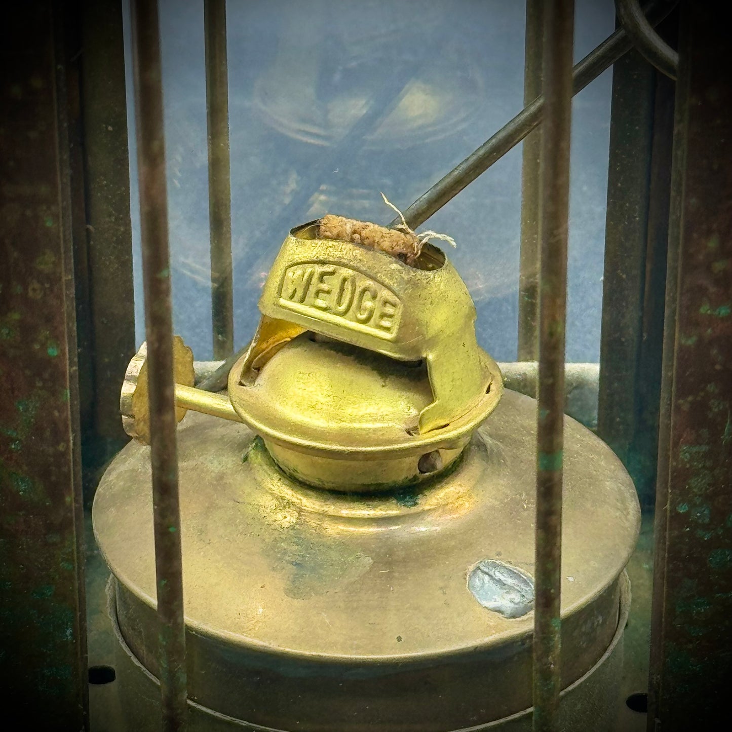 True Vintage Heavy Brass Lantern with Wedge Wick Base