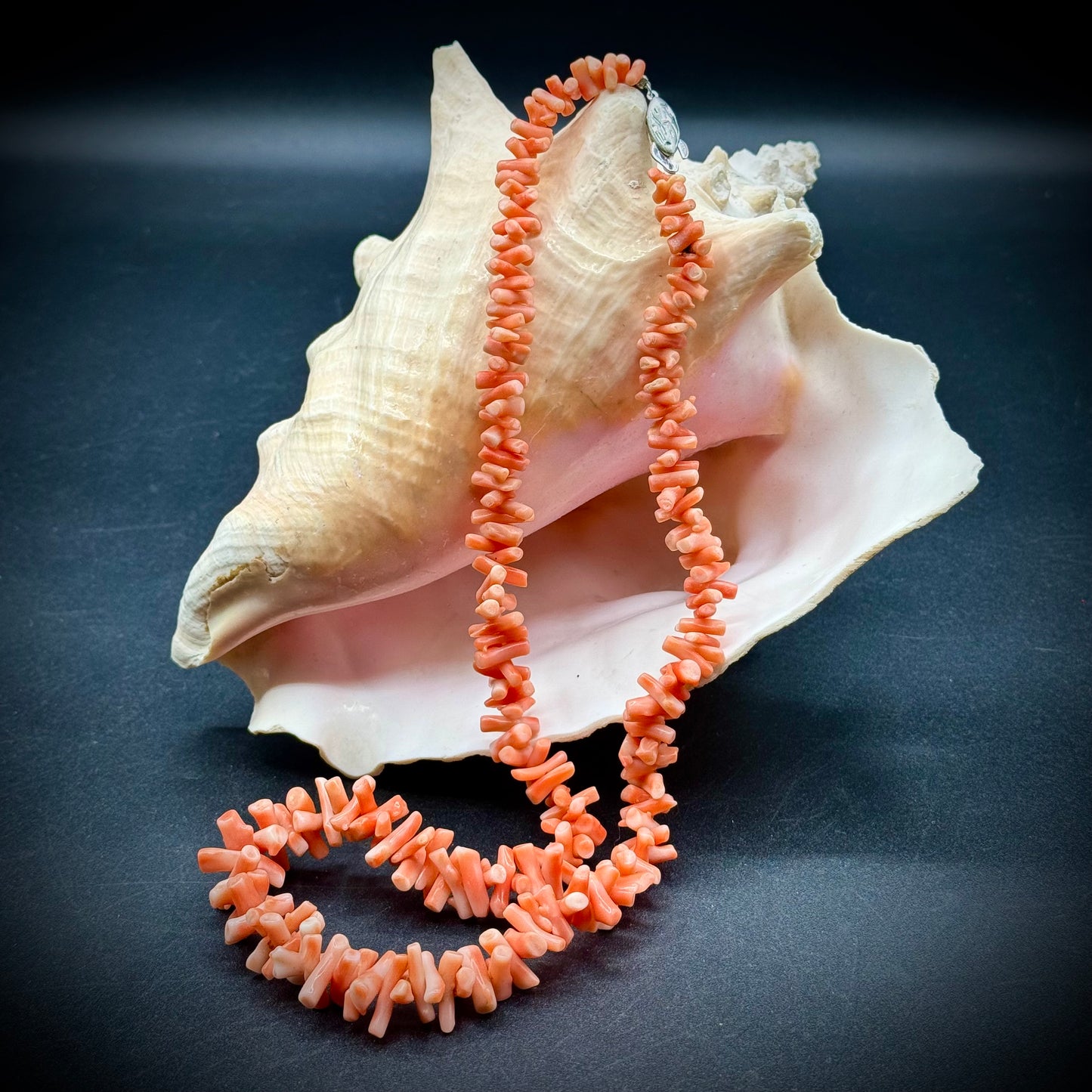 Stunning Gradually Sized Coral Necklace with Silver Closure