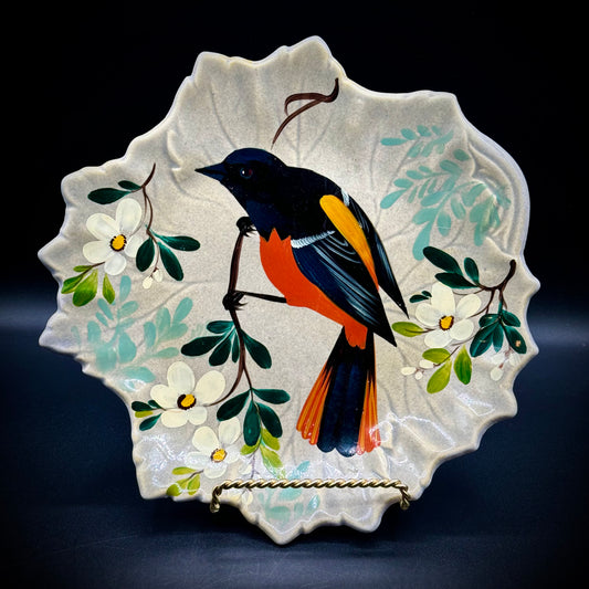 Vintage Woodfield by Steubenville Hand Painted Lummis Studios Black & Orange Bird Plate