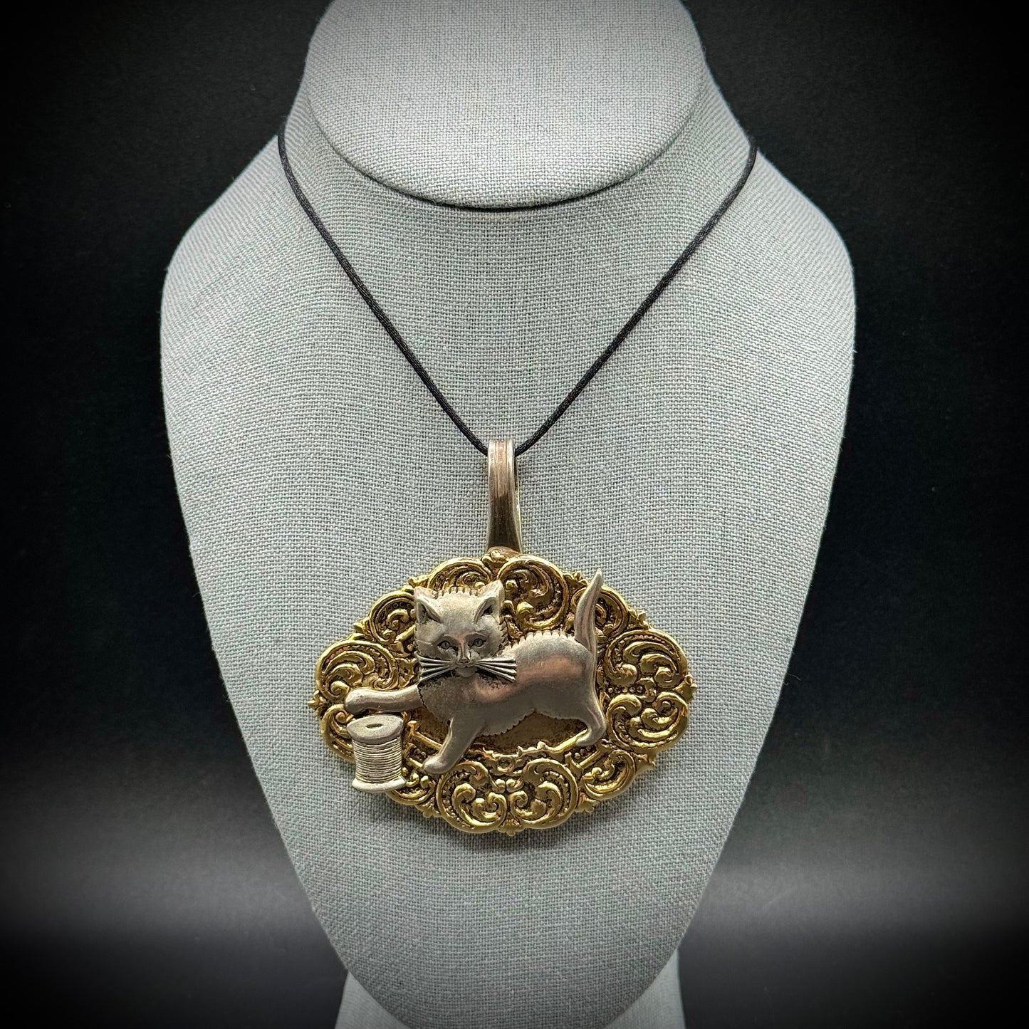 Unique Artist Made Large Kitty Cat Pendant