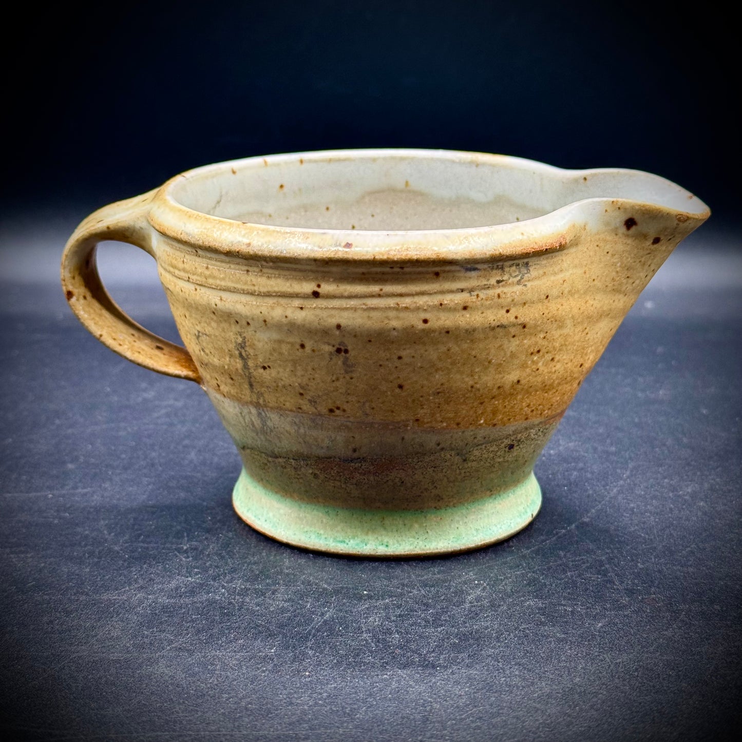 Artist Signed Stoneware Pottery Gravy Boat/Creamer w/Animal Motif
