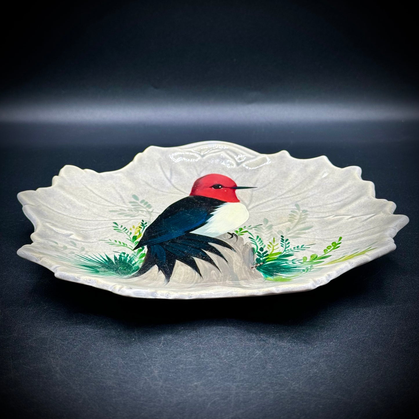 Vintage Woodfield by Steubenville Hand Painted Lummis Studios Black & Red Bird Plate