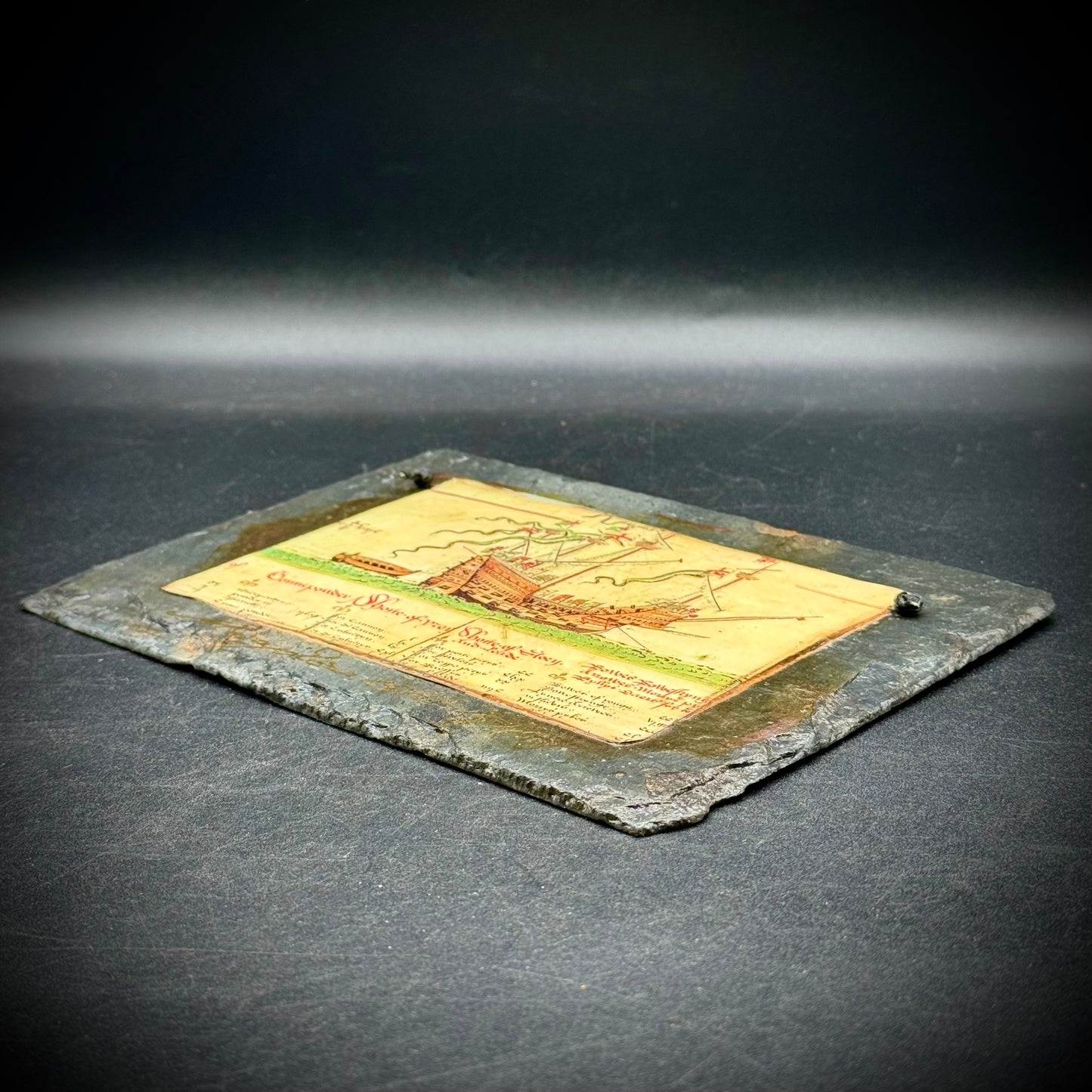 Hanging Slate Tile w/Renaissance Ship Art - Made in England