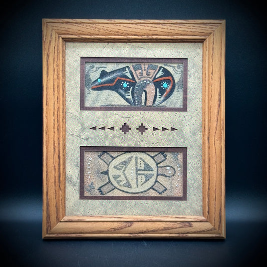 Artist Signed & Custom Framed Double Navajo Sand Painting