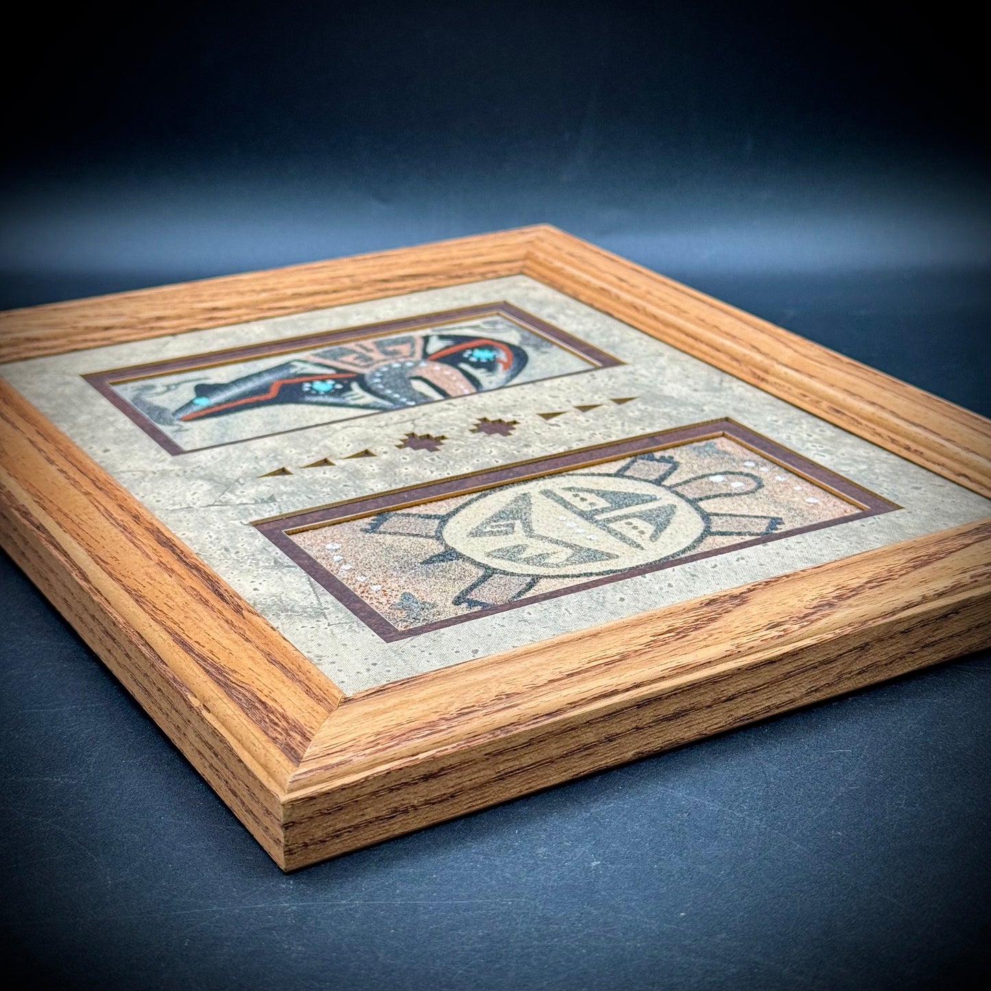 Artist Signed & Custom Framed Double Navajo Sand Painting