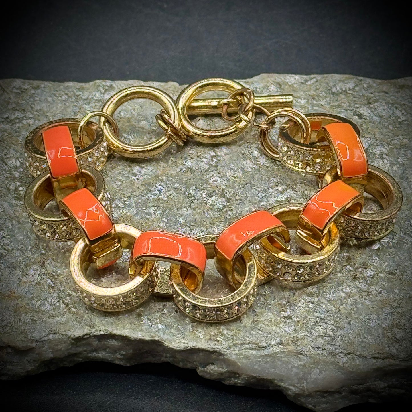 Banana Republic Chunky Link Bracelet with Rhinestones & Enamel