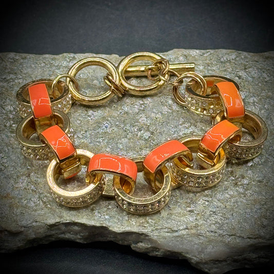 Banana Republic Chunky Link Bracelet with Rhinestones & Enamel