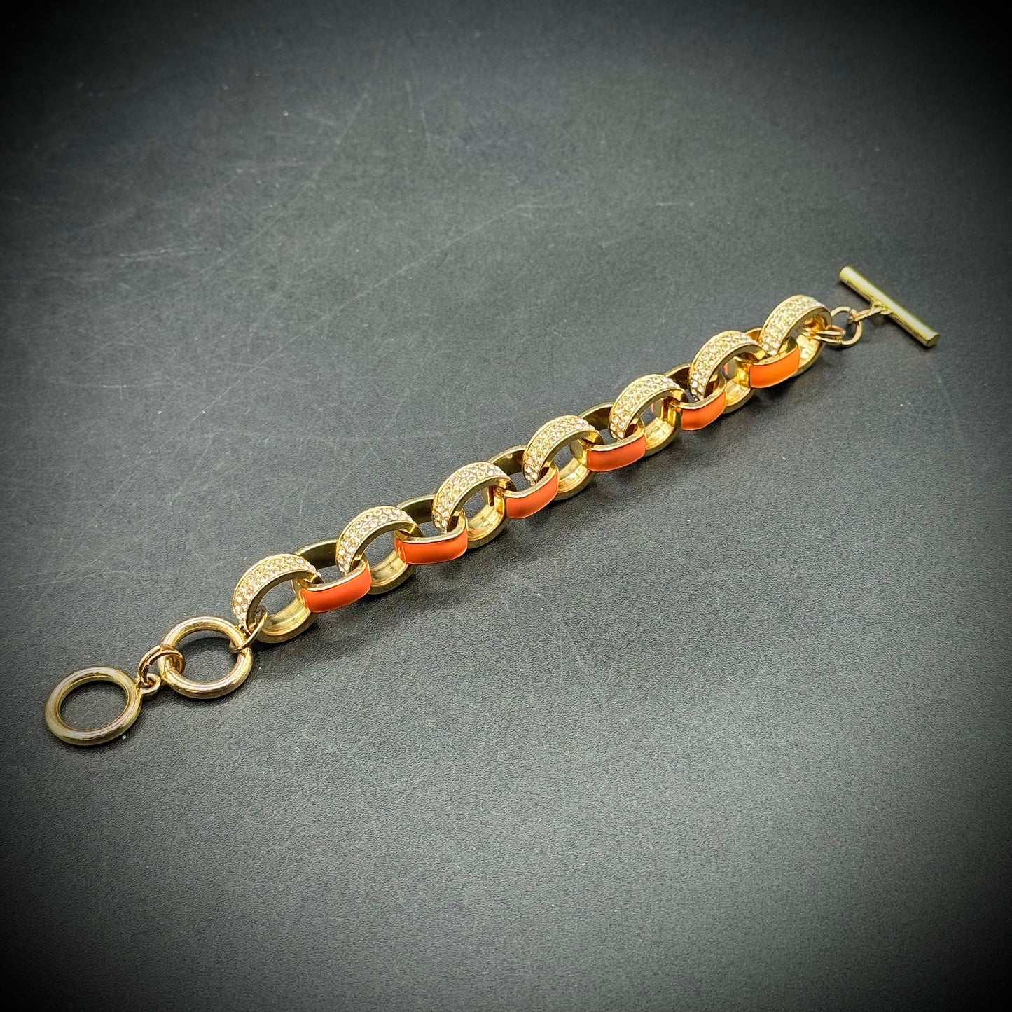 Banana Republic Chunky Link Bracelet with Rhinestones & Enamel