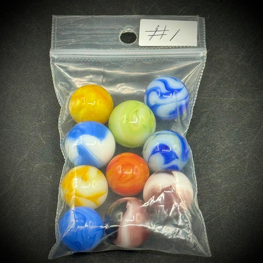 Bag of 10 Vintage Colorful Marbles #1