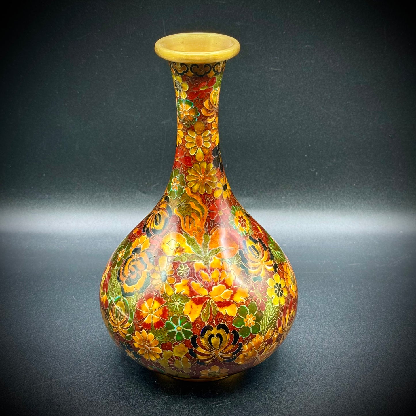 Mid Century Cloisonné Enamel Vase