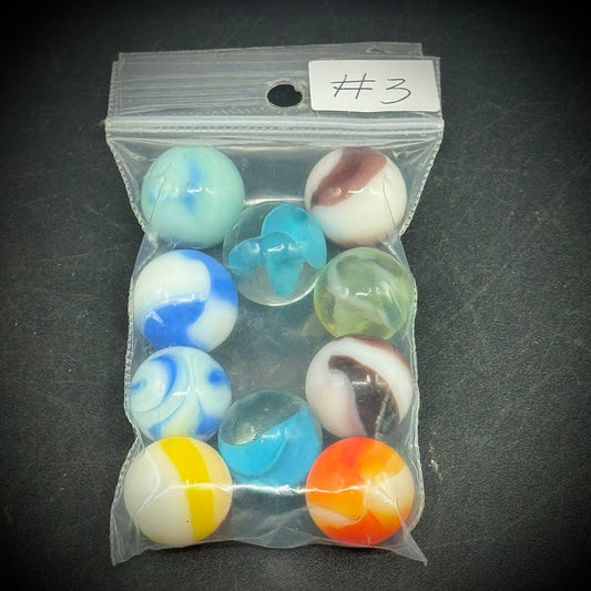 Bag of 10 Vintage Colorful Marbles #3