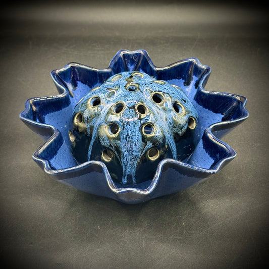 Incredible Two-Piece Signed Van Briggle Flower Frog Bowl