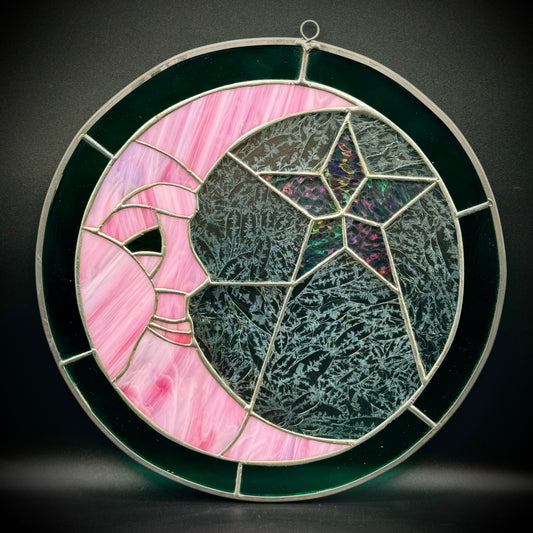 Large Stained Glass Moon & Star Suncatcher