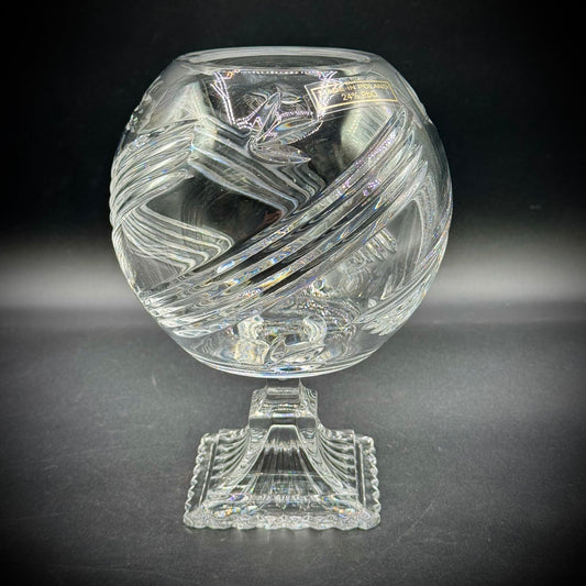 Vintage Heavy Crystal Cut Glass Globe Vase Made in Poland