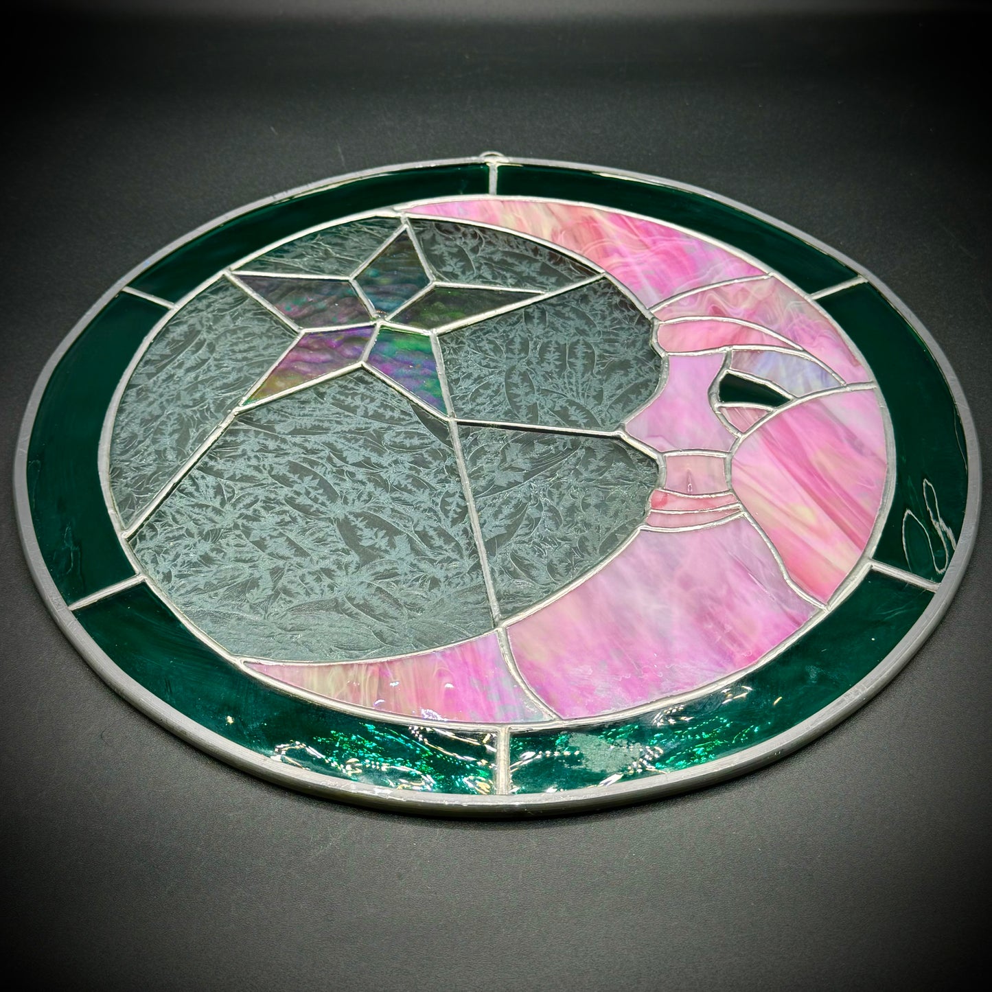 Large Stained Glass Moon & Star Suncatcher