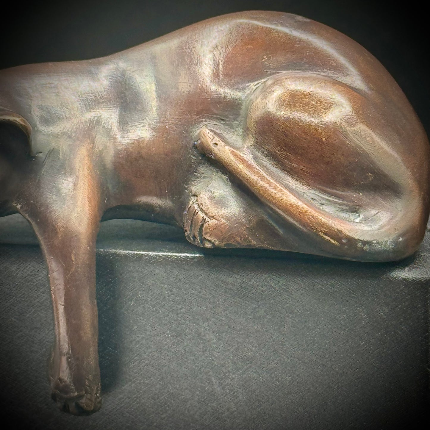 RARE Vintage Bronze Cat Shelf Sitter
