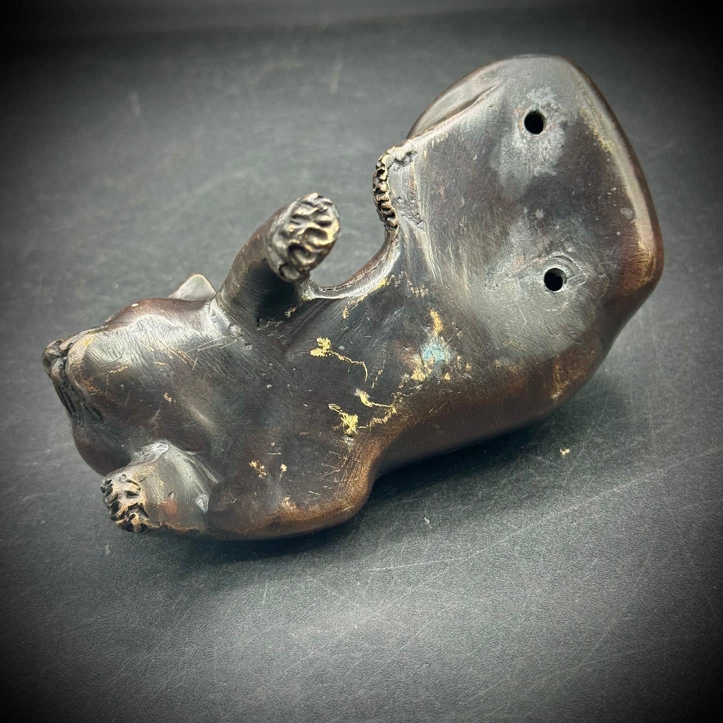 RARE Vintage Bronze Cat Shelf Sitter