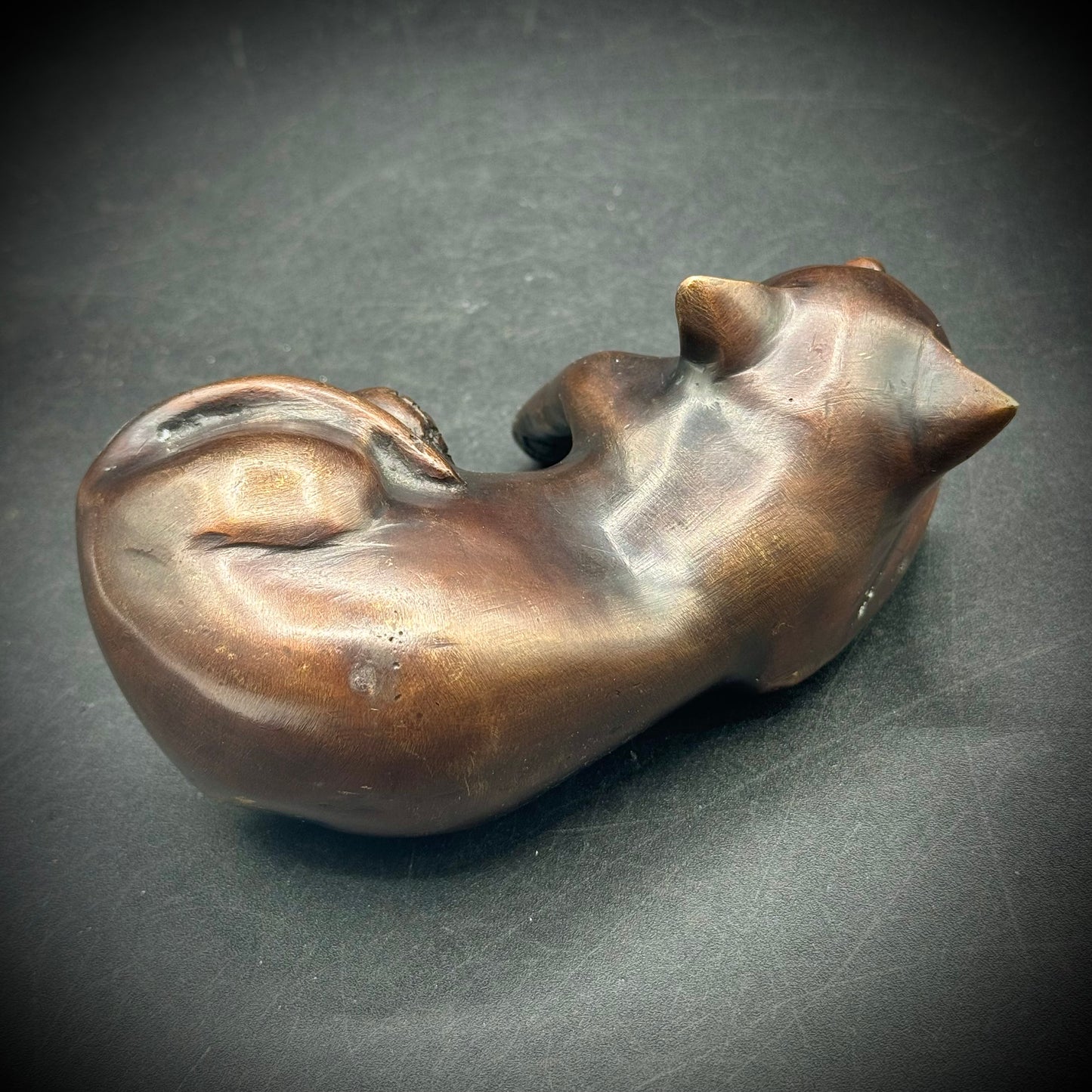 RARE Vintage Bronze Cat Shelf Sitter