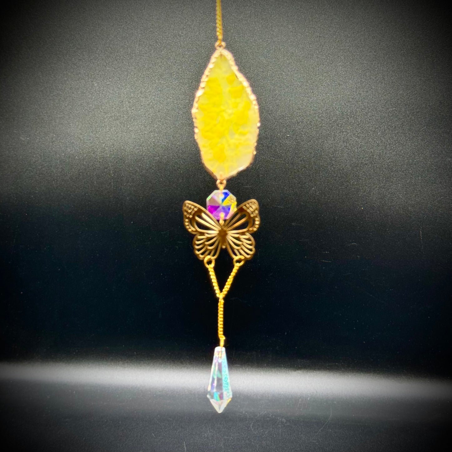 Agate & Aurora Borealis Crystal Hanging Suncatcher