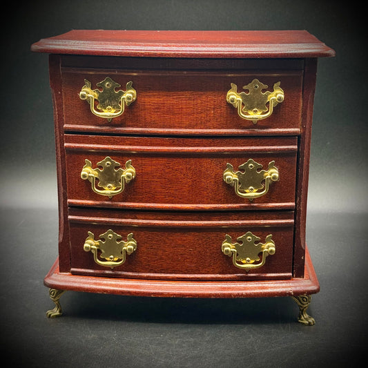 Vintage Tabletop Chippendale Jewelry Chest with Clawfoot Accents
