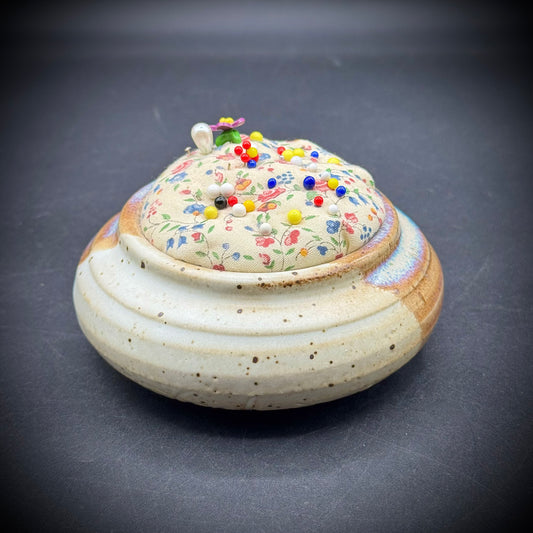 Signed Artist Made Ceramic Pottery Pin Cushion