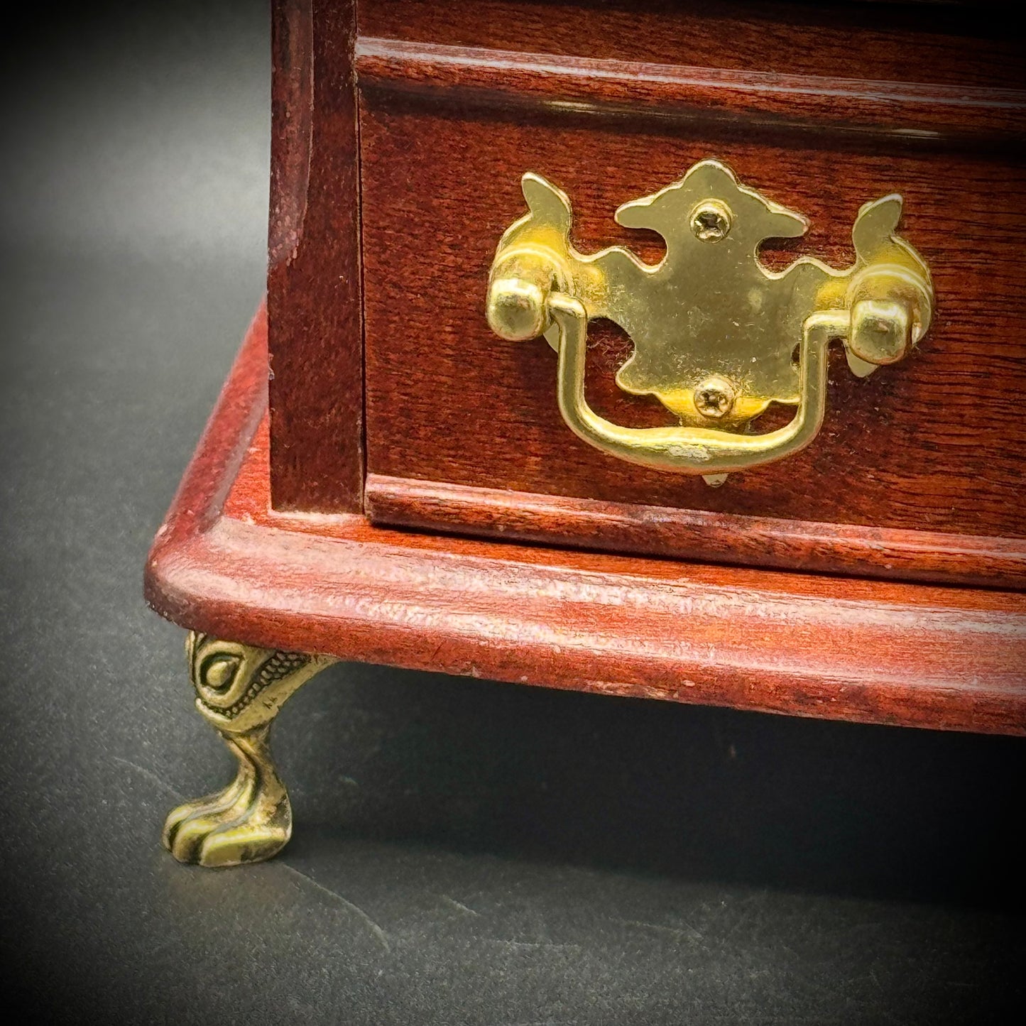Vintage Tabletop Chippendale Jewelry Chest with Clawfoot Accents