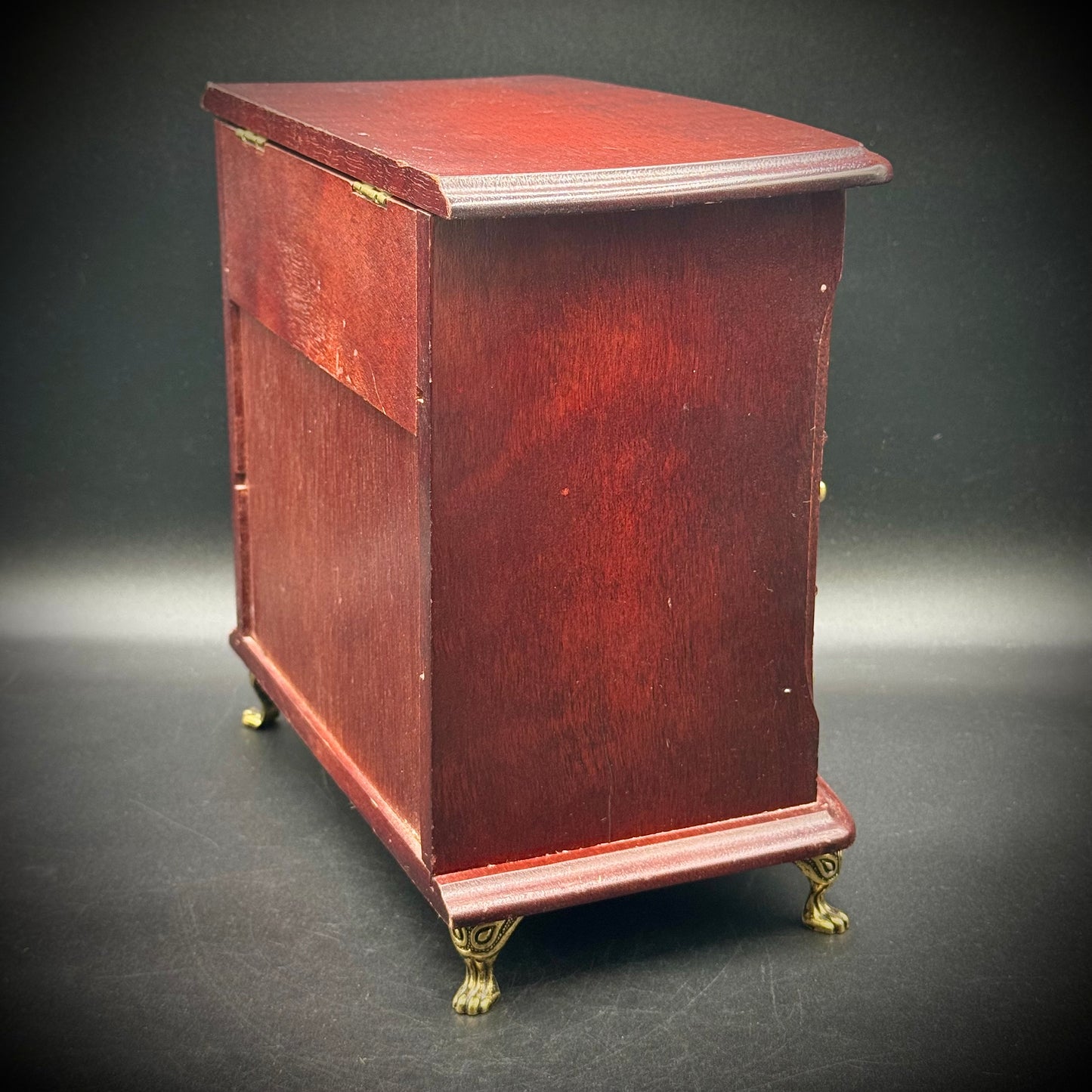 Vintage Tabletop Chippendale Jewelry Chest with Clawfoot Accents