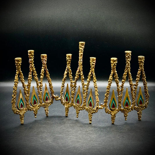 Vintage Brutalist Brass Menorah