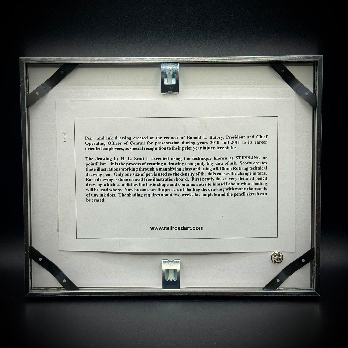 Professionally Framed Train Lithograph with Pin