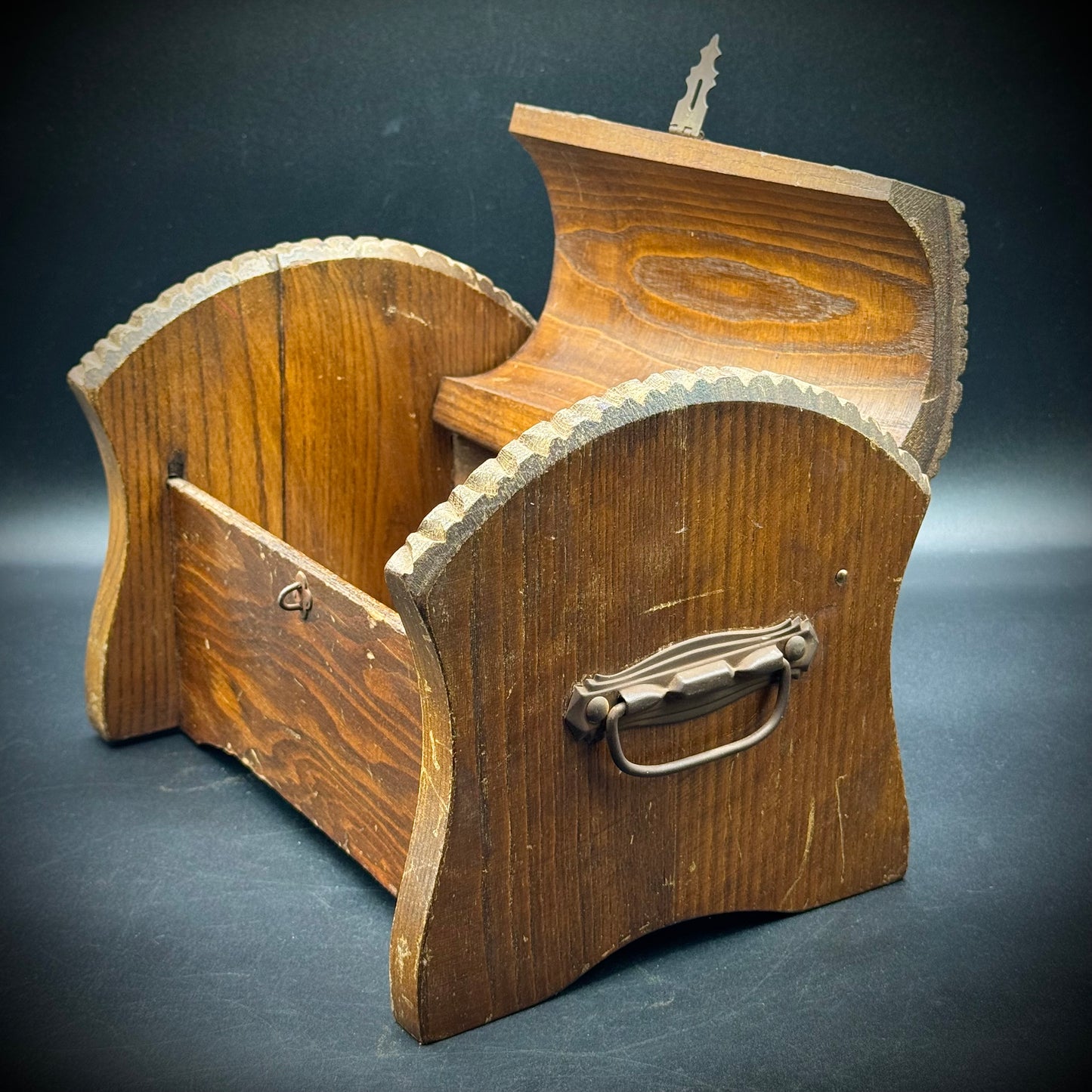 Vintage Hand Made Tramp Art Wood Box with Antique Hardware