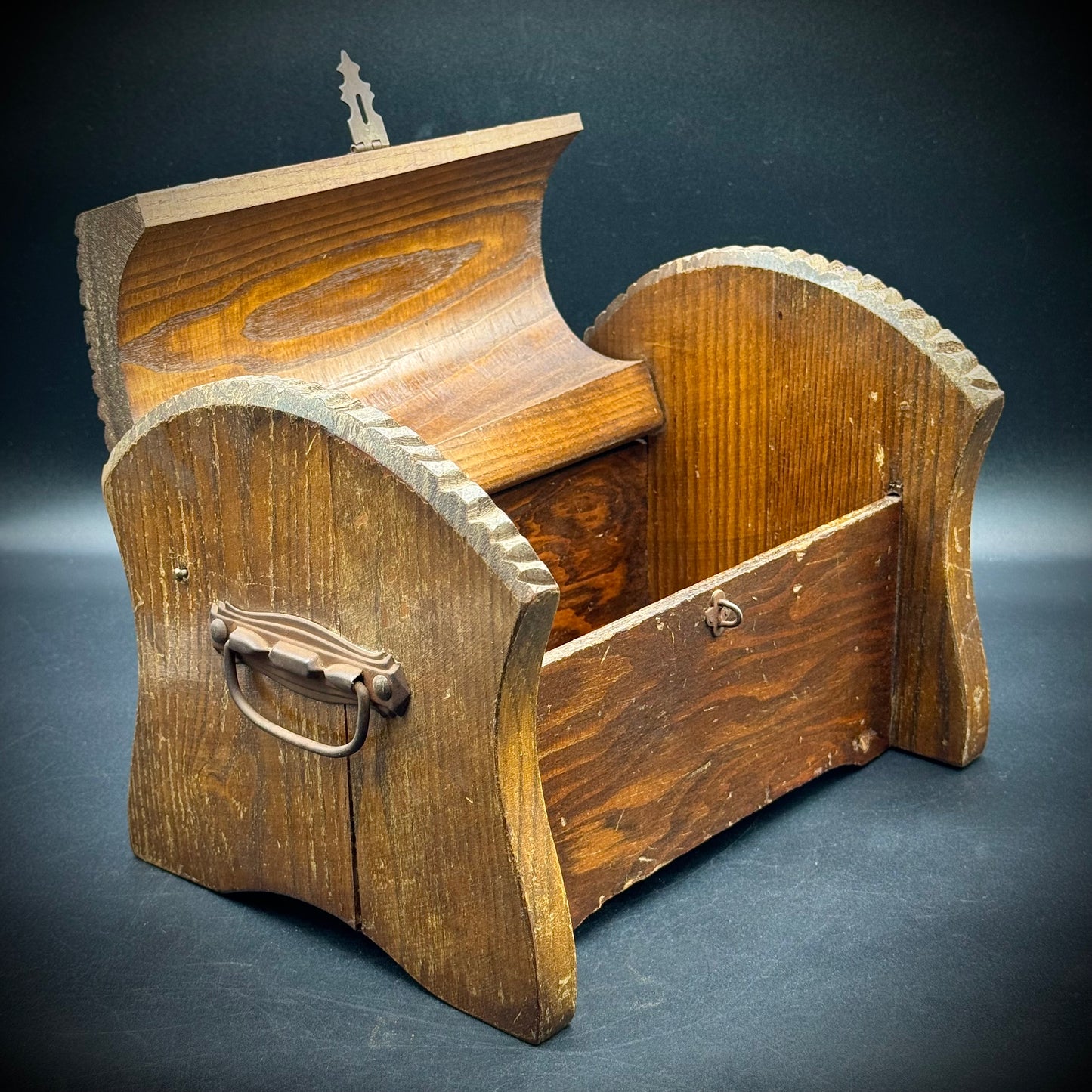 Vintage Hand Made Tramp Art Wood Box with Antique Hardware