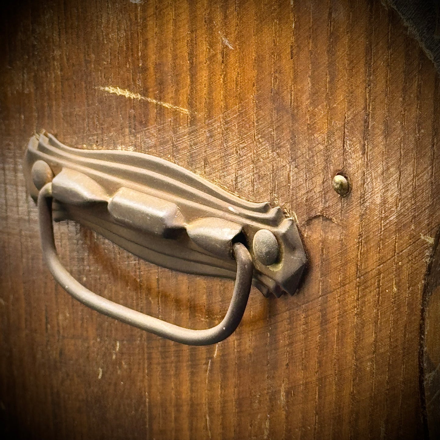 Vintage Hand Made Tramp Art Wood Box with Antique Hardware