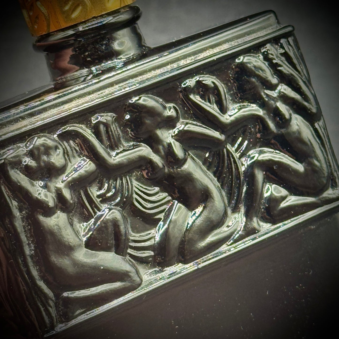Vintage Lalique Black Glass Perfume Bottle by Molinard