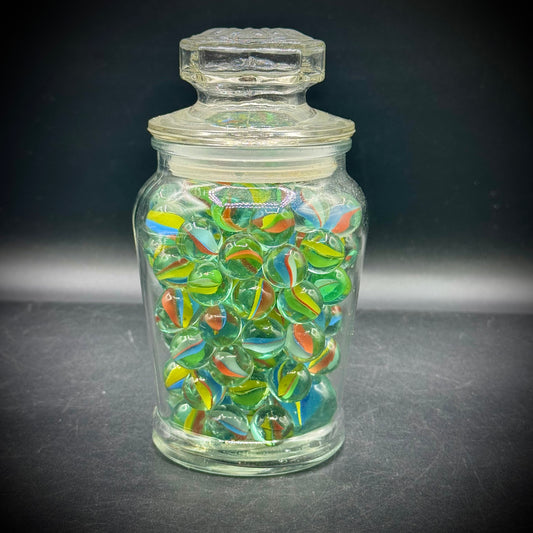 Full Canister/Jar of 1960s - 1970s Cats Eye Marbles