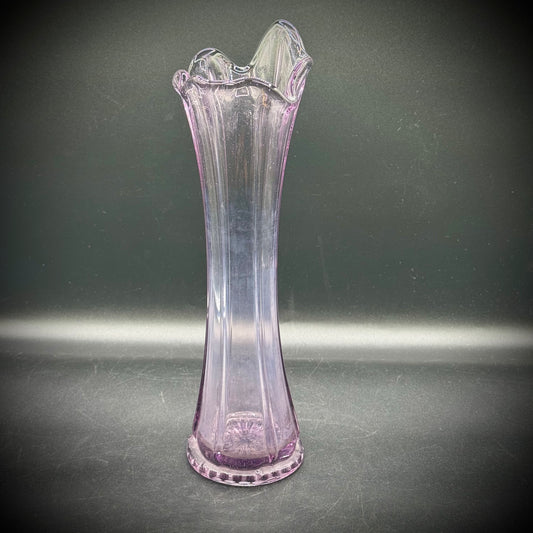 Vintage Tall MCM Lavender Glass Swung Vase