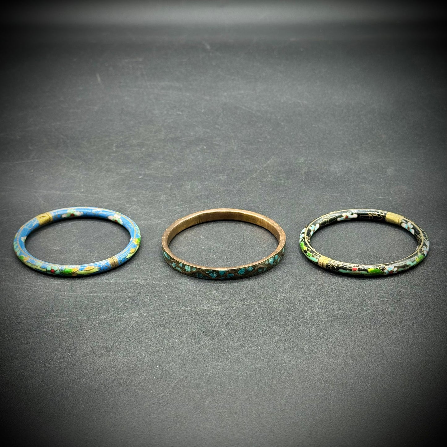 Three Vintage Cloisonné Enamel Bangles - Made in India