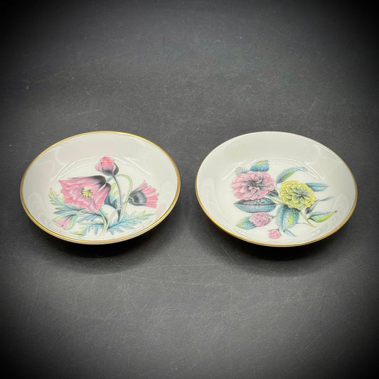 Pair of Vintage Royal Worcester England Bone China Floral Dishes