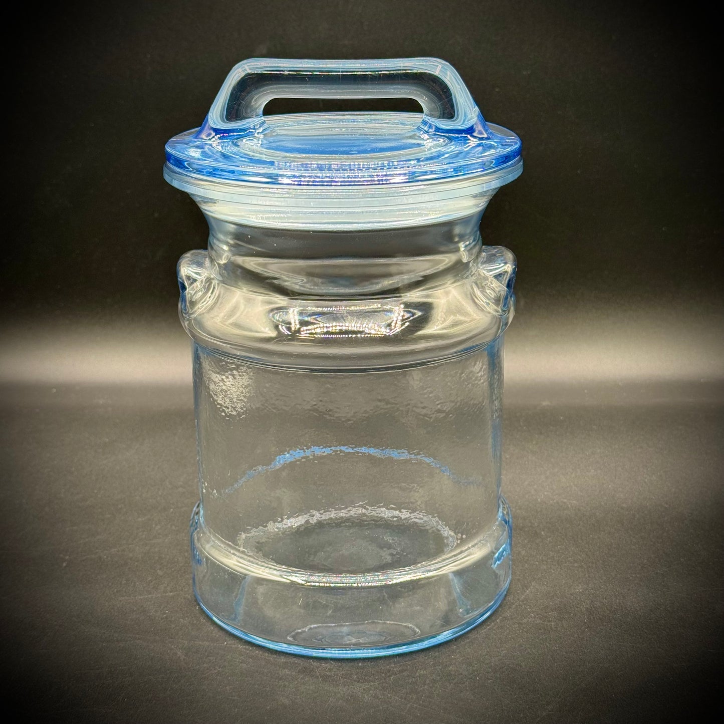 Vintage L.E. Smith Blue Glass Milk Can Canister