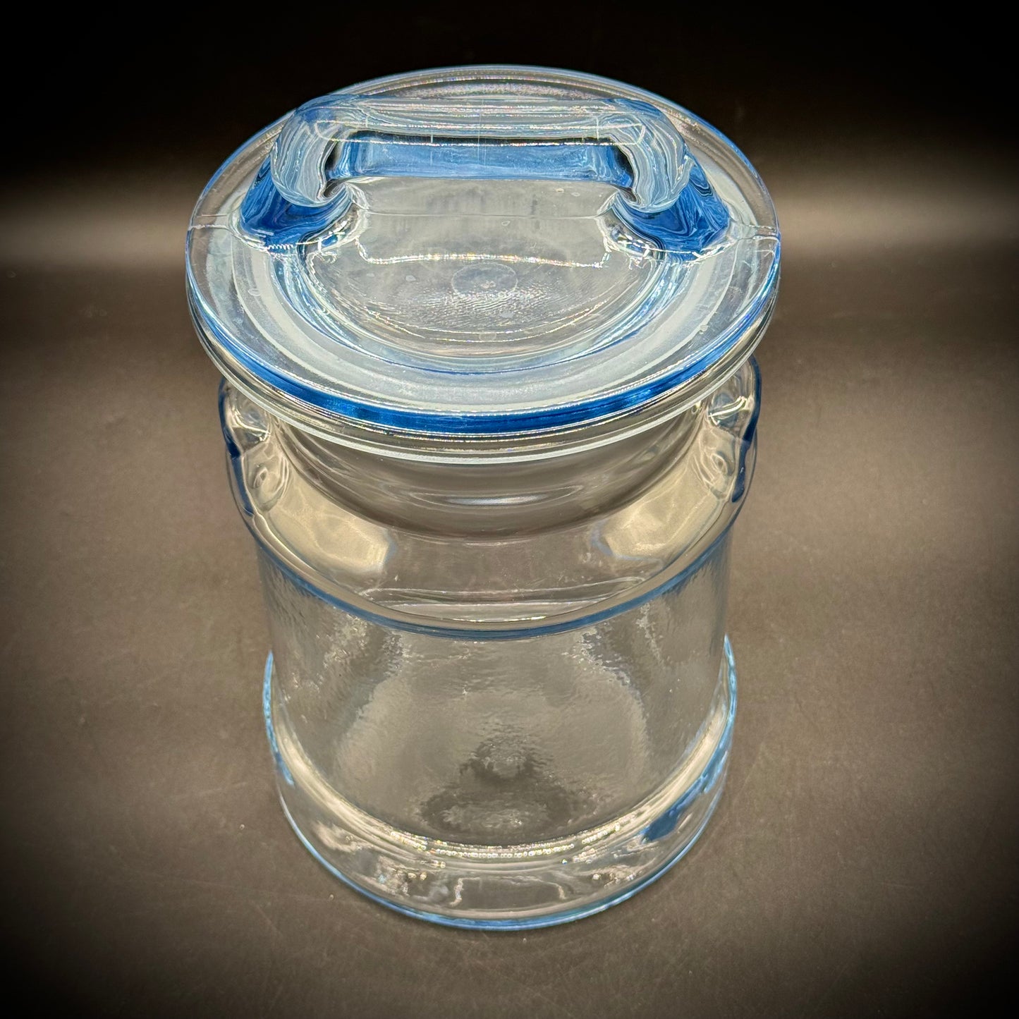 Vintage L.E. Smith Blue Glass Milk Can Canister